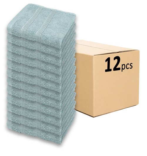 Kaufman - Premium Washcloth Set of 12 (13x13 Inches) 100% Cotton Ring Spun, Highly Absorbent, Durable and Ultra Soft Feel Wash Cloths Essential for Bathroom, Spa, Gym, and Face Towel (12PK)