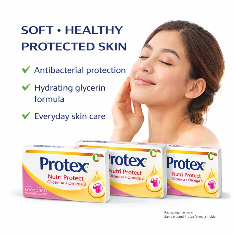 Protexx Antibacterial Bar Soap 3 Pack – Nutri Protect Glycerin + Vitamin E, Antibacterial Body Soap Bars, 110g Each