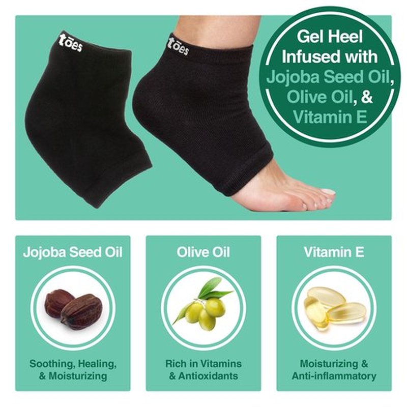 ZenToes Moisturizing Sleep Socks with Vitamin E, Olive Oil and Jojoba Seed Oil to Soften and Hydrate Dry Cracked Heels (Cotton Black, Wide Width)