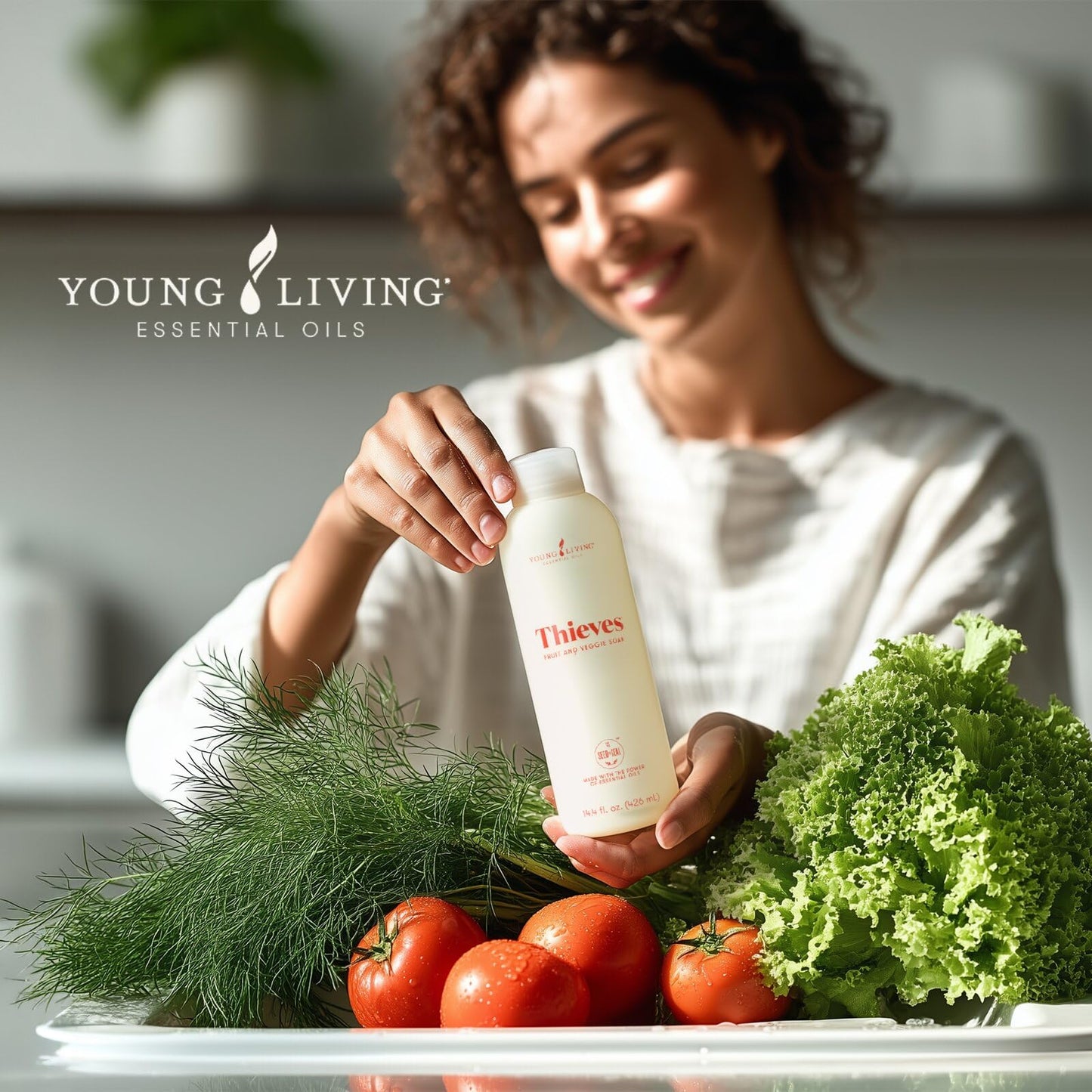 Young Living Thieves Fruit & Veggie Soak, 14.4 fl oz | Natural Home Care Cleanser | Gently Cleansing | Plant-Based | Infused with Water, Decyl Glucoside, Citric Acid, & Sodium Citrate