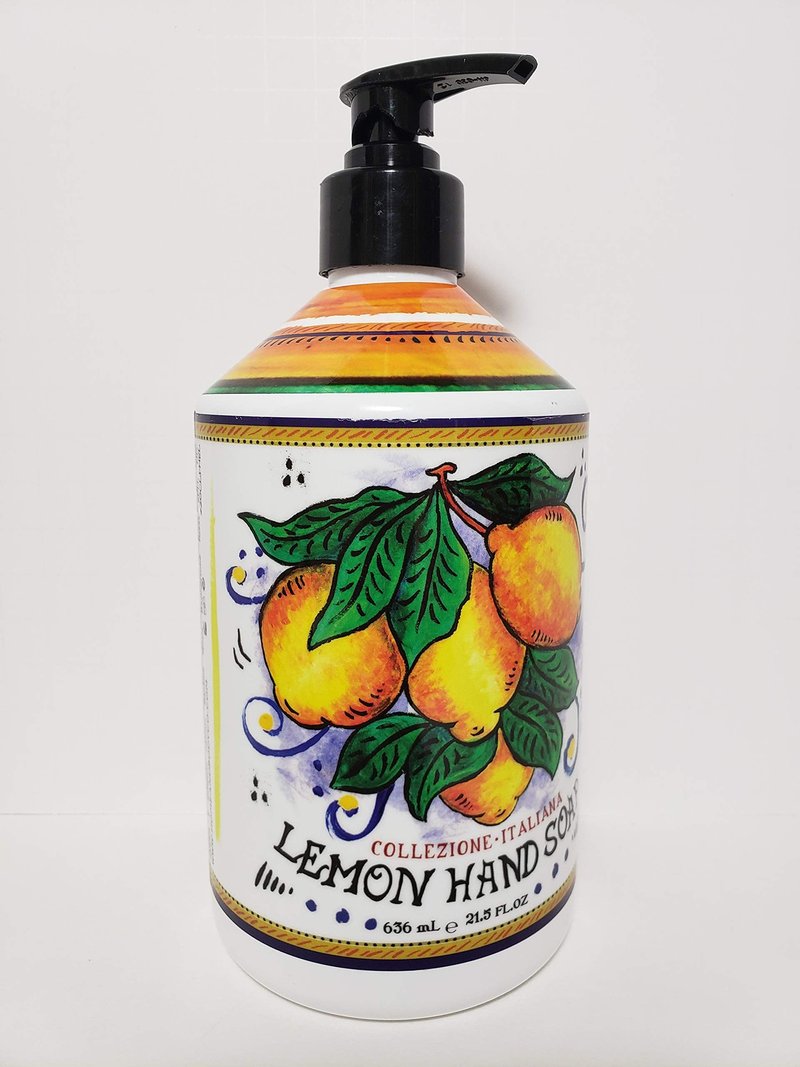 Deruta Collezione Italiana Lemon Hand Soap - Perfect Kitchen Decor Antibacterial Soap - Liquid Hand Soap with Italian Soap Dispenser - Bathroom or Kitchen 21.5 Fl. Oz