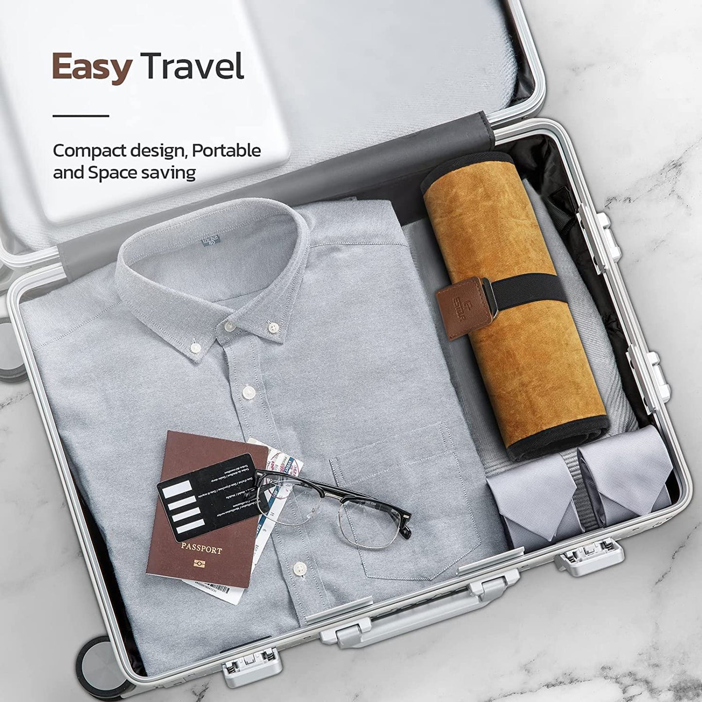 Toiletry Bag for Men, Travel Essentials Travel Toiletry Bag, Water-Resistant Compact Bathroom Roll Organizer for Hygiene, Shaving kit, Valentines Day Gifts for Him (2.Khaki Yellow (Waxed Canvas))