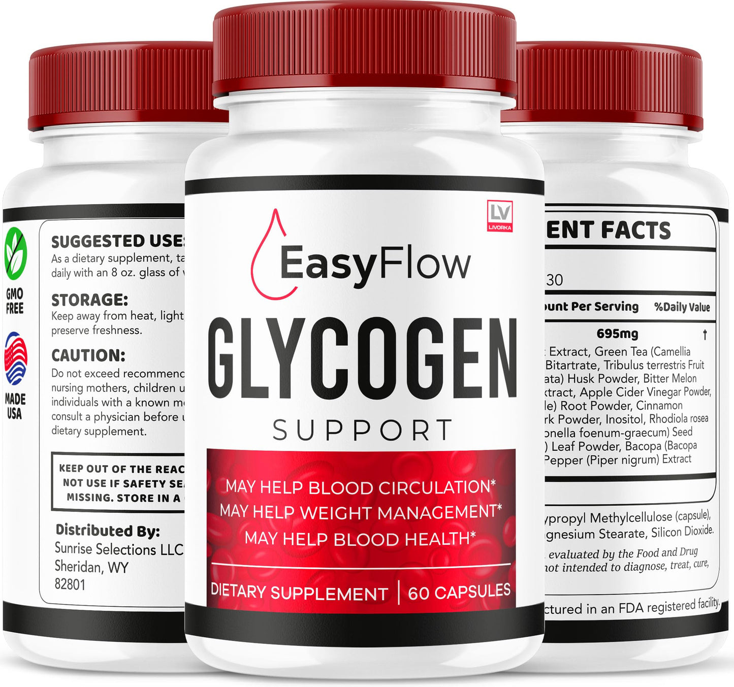 (2 Pack) Easy Flow Glycogen Support - EasyFlow Glycogen, Easy Flow, Easy Flow Glycogen Supplement, Glycogen Support Easy Flow, Easy Flow Glycogen, Glycogen Easy Flow, 120 Capsules for 2 Months