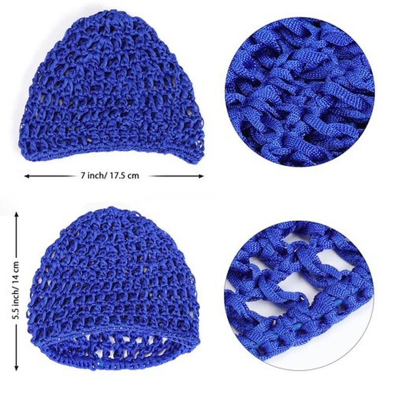 Etercycle 3 Pieces Mesh Crochet Hair Net Snoods for Women, Soft Rayon Knit Crochet Hairnet Hair Cover Accessory for Sleeping (Black, Purple, Blue)