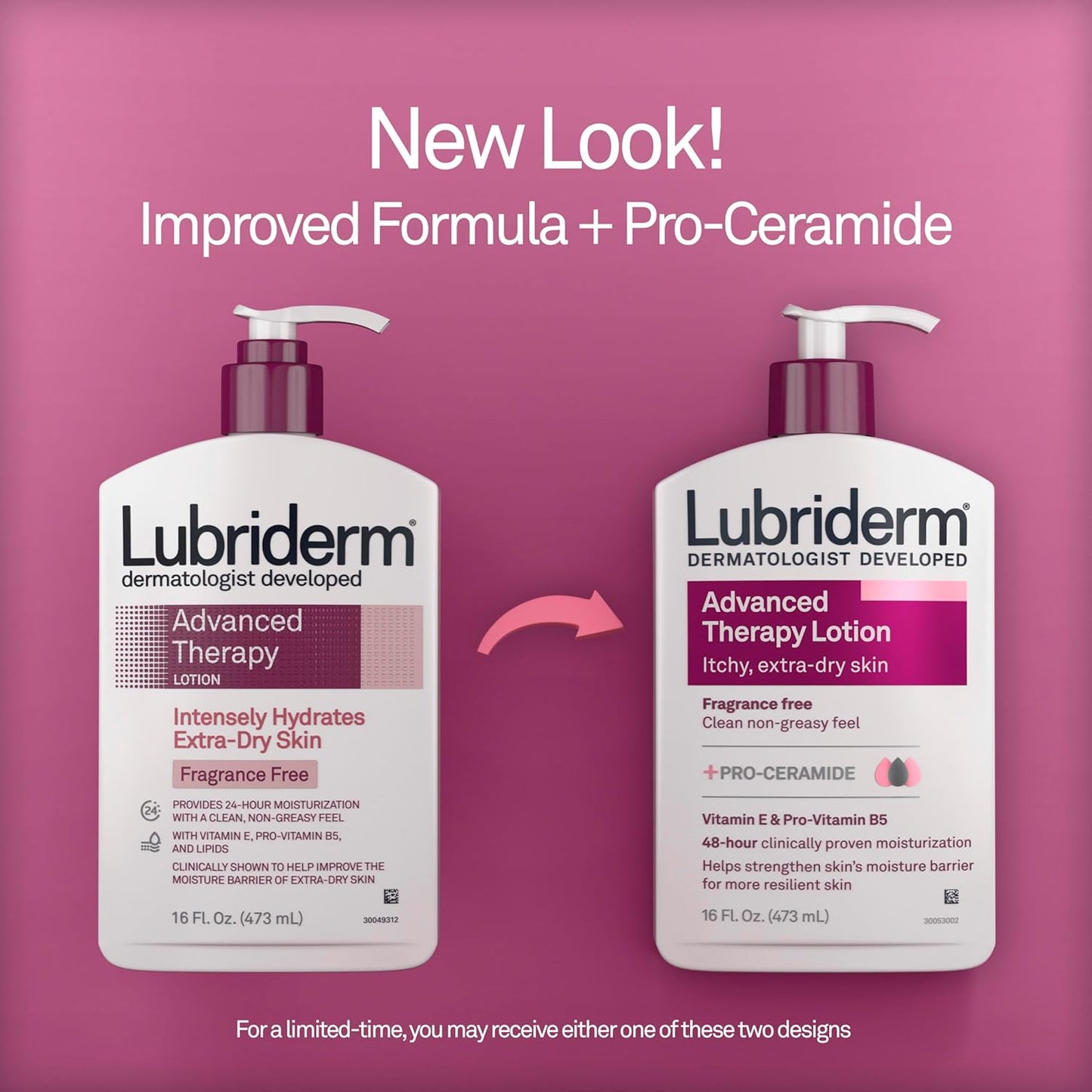 Lubriderm Advanced Therapy Fragrance-Free Moisturizing Cream with Vitamin E and Pro-Vitamin B5, Intense Hydration for Extra Dry Skin, Non-Greasy Formula, 16 fl. oz
