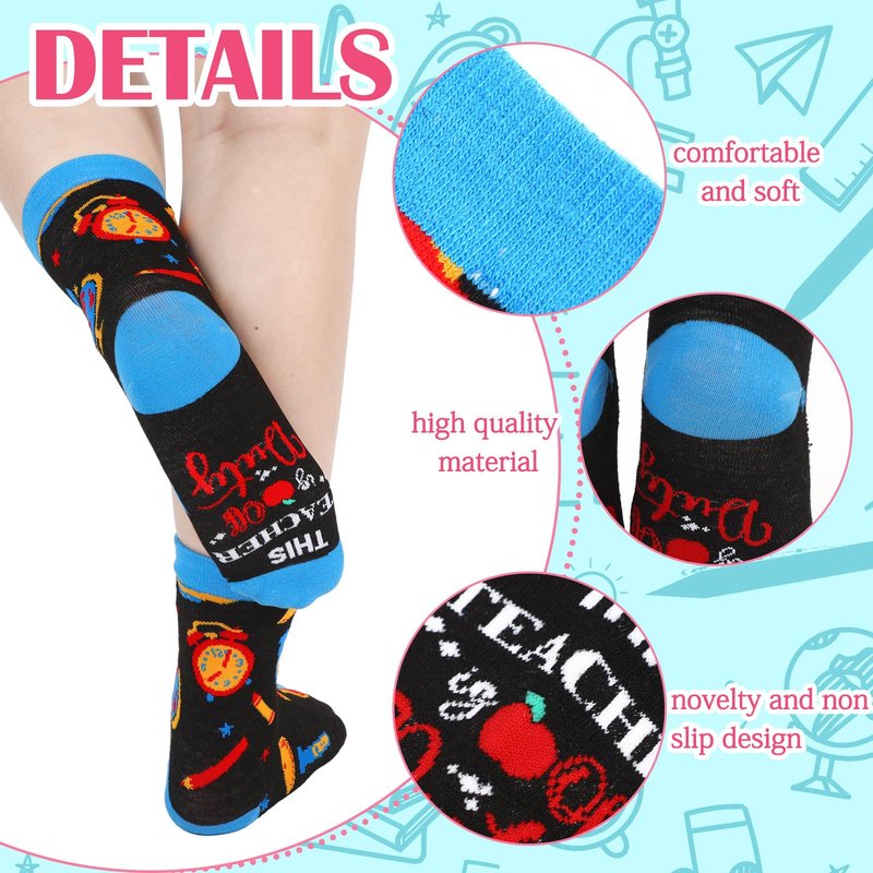 Jeyiour 36 Pcs Funny Teacher Crew Socks Cotton Novelty Knit Socks Appreciation Gift for Teachers' Day Graduation Birthday(Cute)
