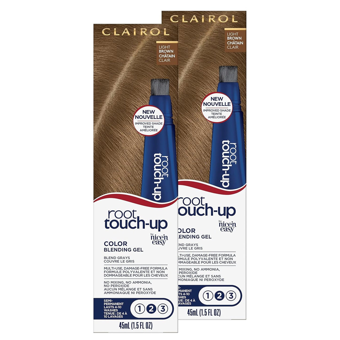 Clairol Root Touch-Up Semi-Permanent Hair Color Blending Gel, 4 Dark Brown, Pack of 2