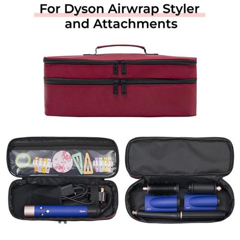 GREENESTA Hair Tools Travel Bag Compatible With Shark Flex Style Attachment, Shark Airwrap Flexstyle, Dyson Airwrap | Travel Case For Sharkflex Styler | Beauty Hair Dryer Attachments Storage Burgundy