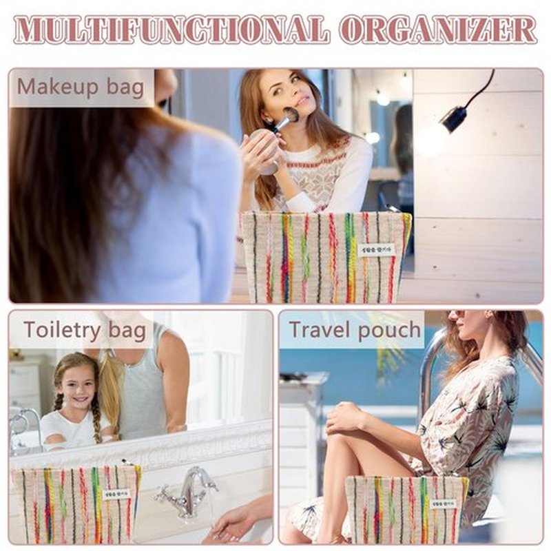 ZLFSRQ Makeup Bag Travel Cute Cosmetic Bag for Women Large Capacity Rainbow Makeup Pouch Zipper Cosmetic Pouch for Purse Aesthetic Makeup Organizer Bag Portable Toiletry Bag