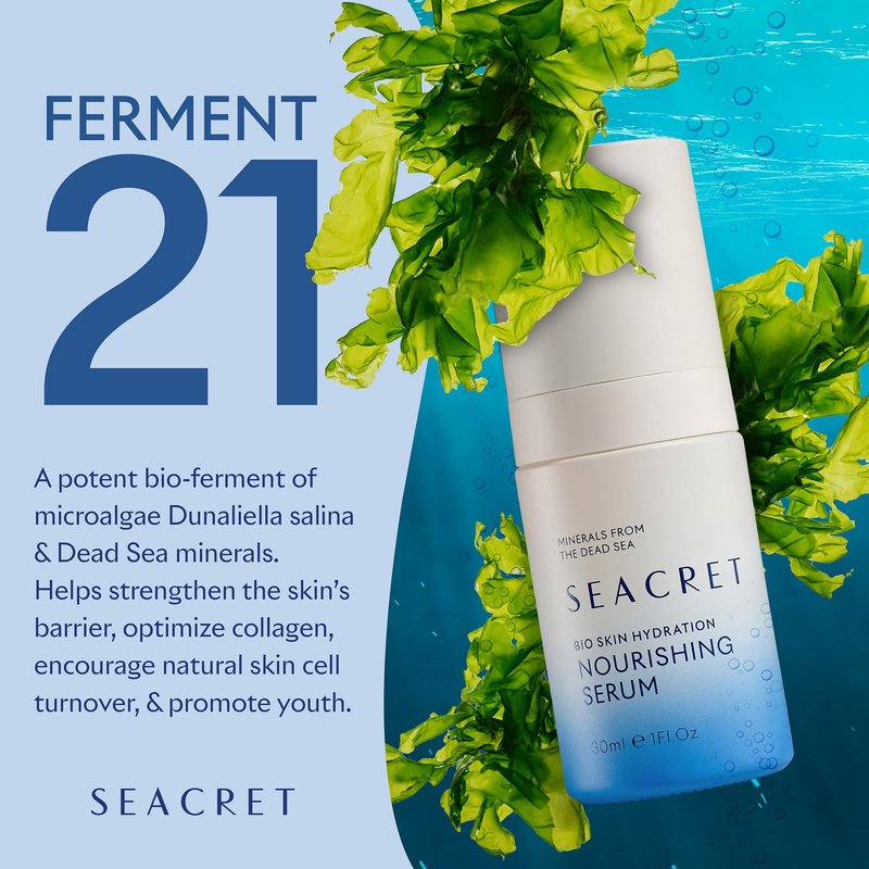 SEACRET Bio Skin Hydration Dead Sea Nourishing Serum - FERMENT 21 Barrier Support with Niacinamide & Hyaluronic Acid, Hydrating Face Serum for Radiant, Youthful Skin, All Skin Types, 1 Fl Oz / 30 ml