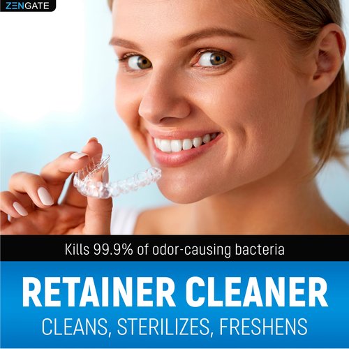 ZENGATE Retainer Cleaner Tablets - Quick Clean for Dentures, Mouth Guards, Aligners, Night Guards - Dental Cleansing Tablets - FSA HSA Approved Items - 2 Packs (240 Tablets Total) - 8 Months Supply