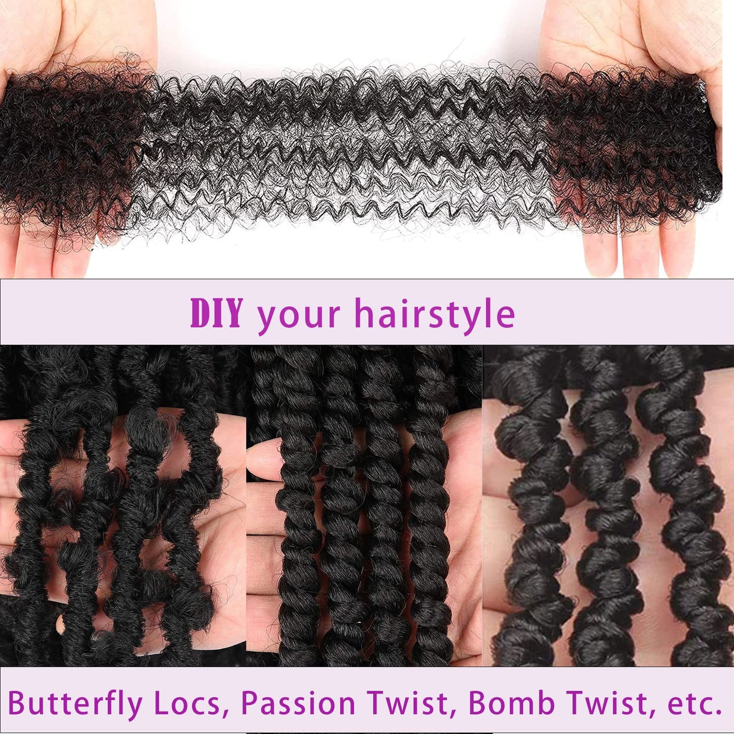 24 Inch Marley Twist Braiding Hair 8 Packs Springy Afro Twist Hair Pre-Separated Spring Twist Hair for Soft Butterfly Locs Crochet Hair Marley Hair Extensions for Black Women(24 Inch 1B)