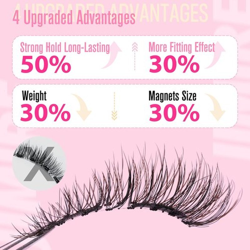 JIMIRE Magnetic Eyelashes Natural Look Soft Magnetic Lashes, Reusable Comfortable Magnetic Eyelashes with Applicator Lash Primer, No Glue No Eyeliner Needed Soft Magnets False Eyelashes Easy to Wear