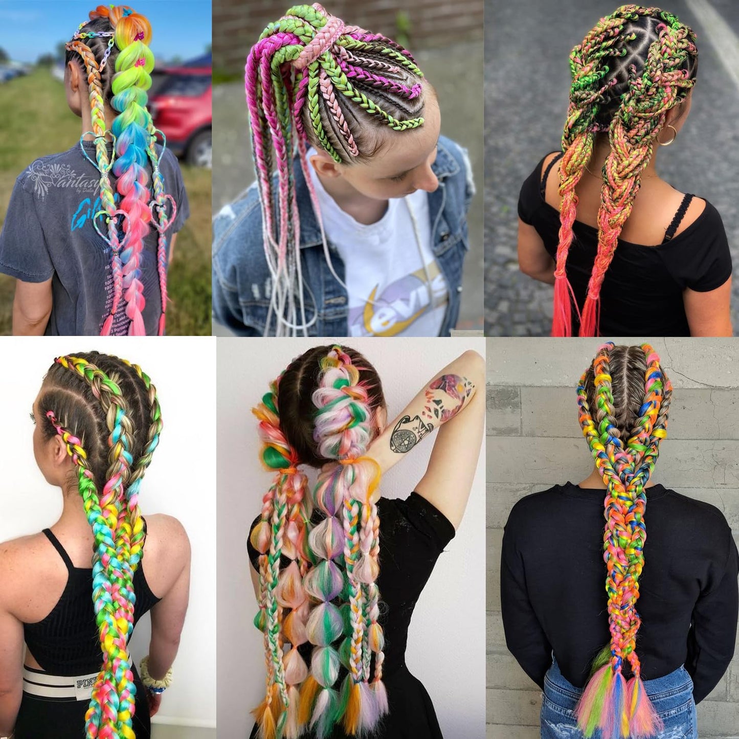 Colorful Pre-Stretched Box Braids 26inch Hot Water Setting Multi-Color Synthetic Braiding Hair