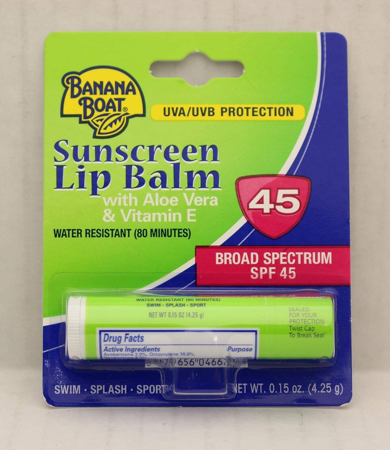 Banana Boat Aloe Vera Lip Balm SPF 45, 0.15 Ounce (10 Pieces)