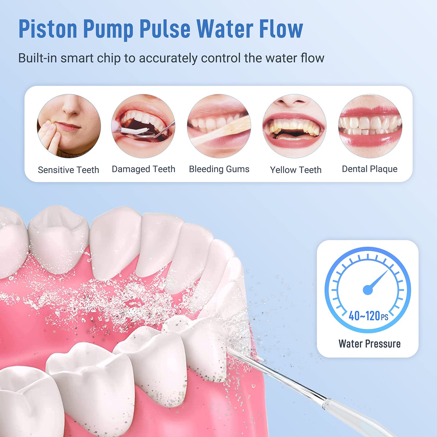 Cordless Water Flosser Teeth Cleaner Dental Oral Irrigator Picks Portable and Rechargeable 310ml Water Tank IPX7 Water Proof for Home and Travel Infiwarden (Black)
