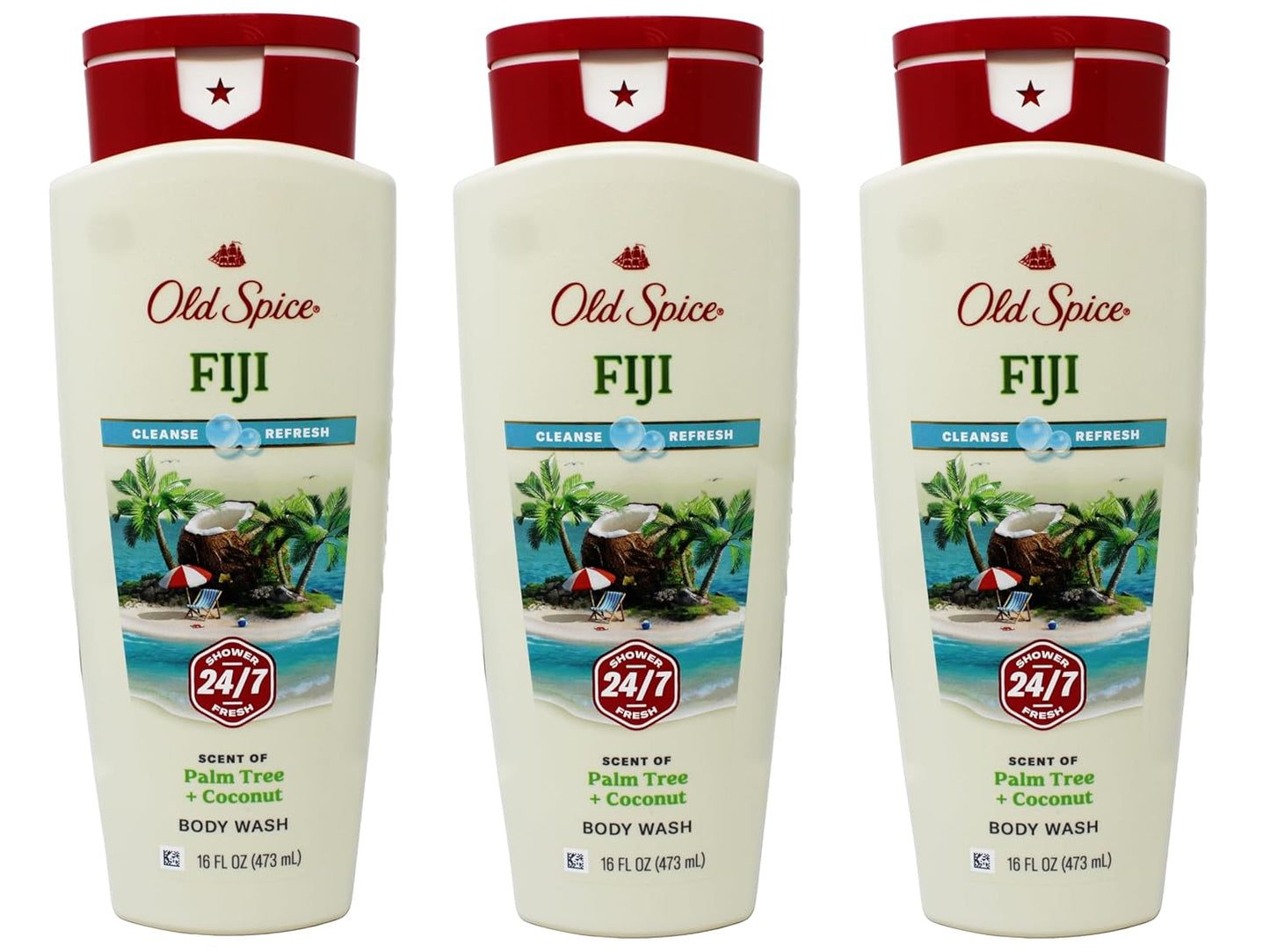 Old Spice Fresher Collection Fiji Scent Men's Body Wash 16 Oz (Pack of 3)