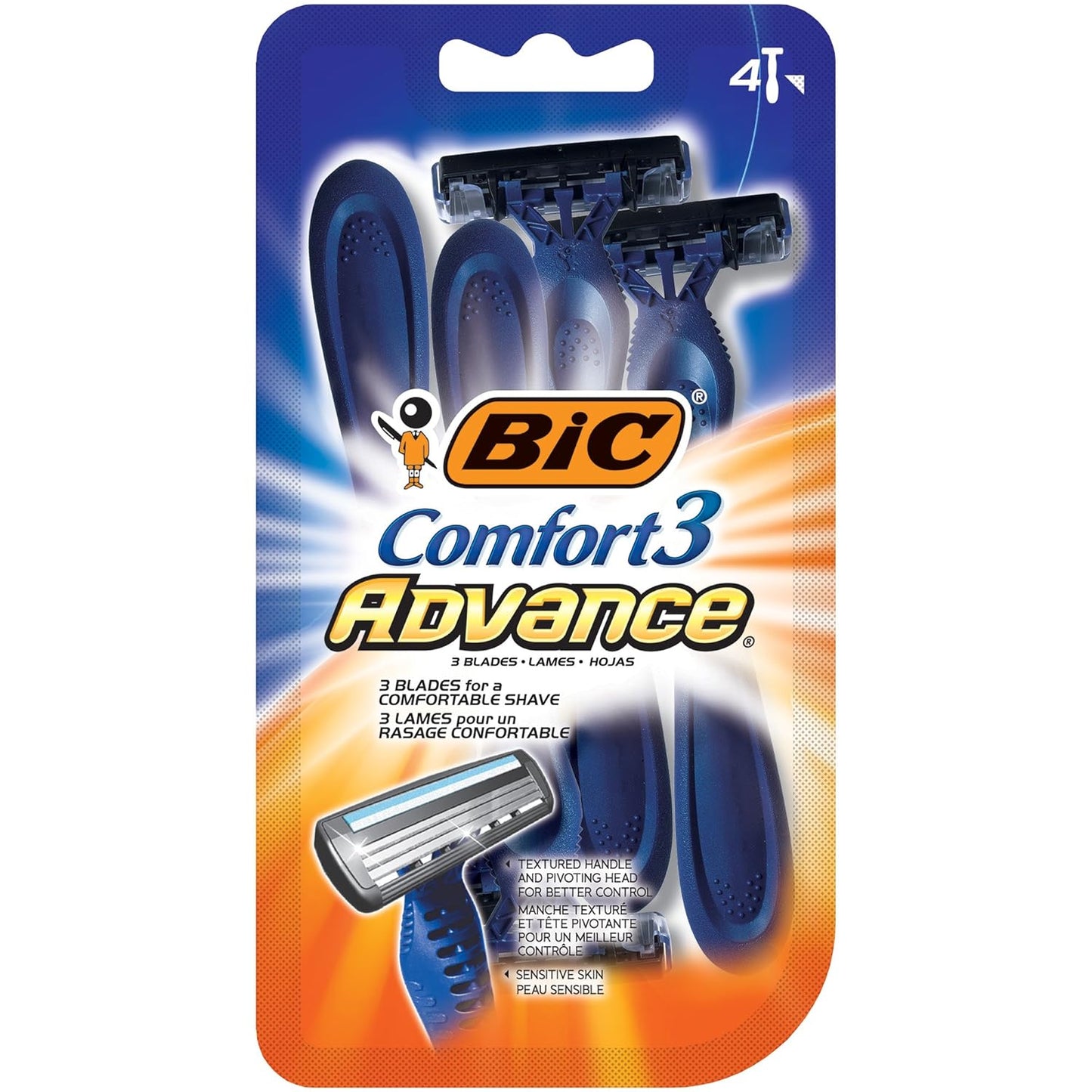 BIC Comfort 3 Advance Disposable Razors for Men, For an Ultra-Soothing and Close Shave, 4 Count (Pack of 6)