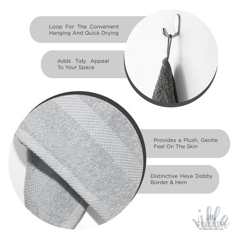 100% Combed Cotton Bathroom Towel Set of 6- 2 Bath Towels, 2 Hand Towels, 2 Wash Cloths, Sustainable, Soft, Highly Absorbent 6 Piece Cotton Bath Towel Set Ideal for Hotels, Spa, Bathroom, Dorm, White