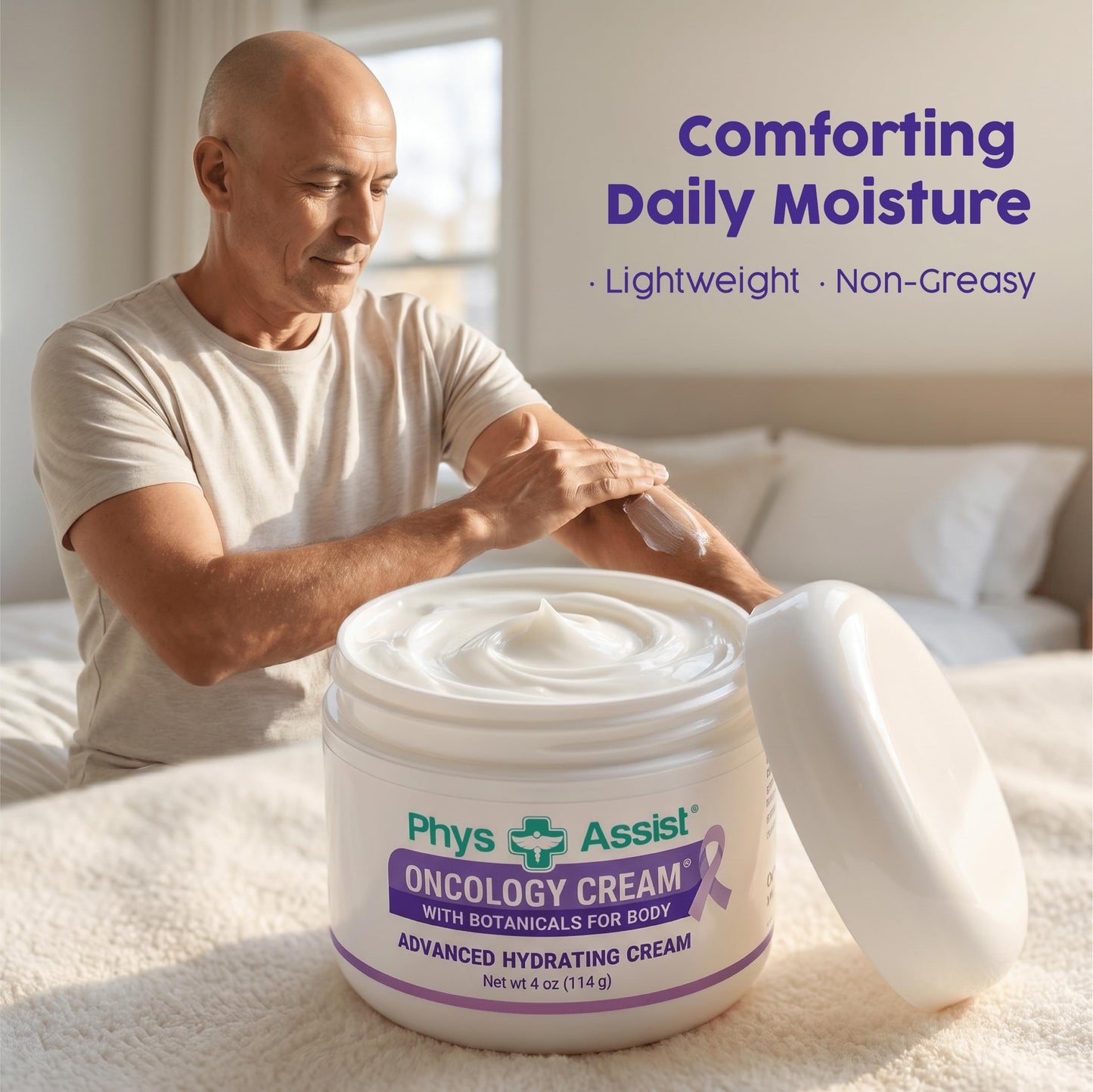 PhysAssist Oncology Cream with Botanicals for Body 4 oz + Lip Balm. Skin Therapy Set for Dry, Sensitive & Stressed Skin – Hydrating Body Cream & Moisturizing Lip Care. Clinically test. Non Irritant