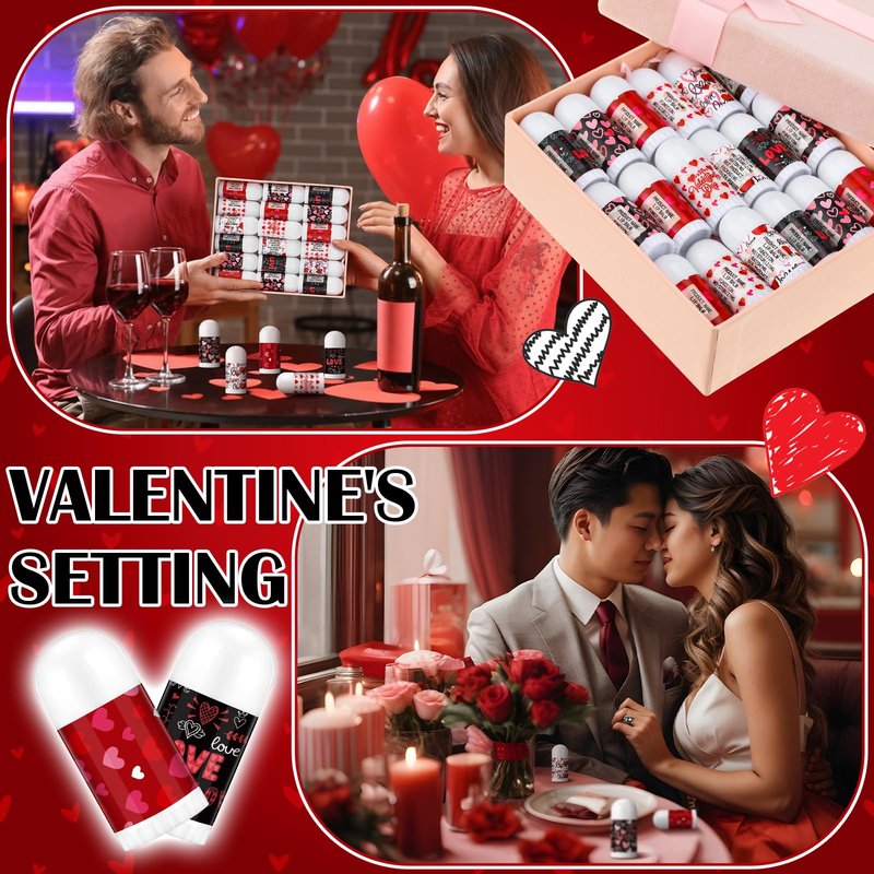 Swiffen 50 Pack Valentine's Mini Lip Balms Gifts Bulk for Women Galentine's Day Party Supplies Basket Stuffers Heart Moisturizing Lip Balm Gifts for Her Teachers Staff Coworkers (Love)