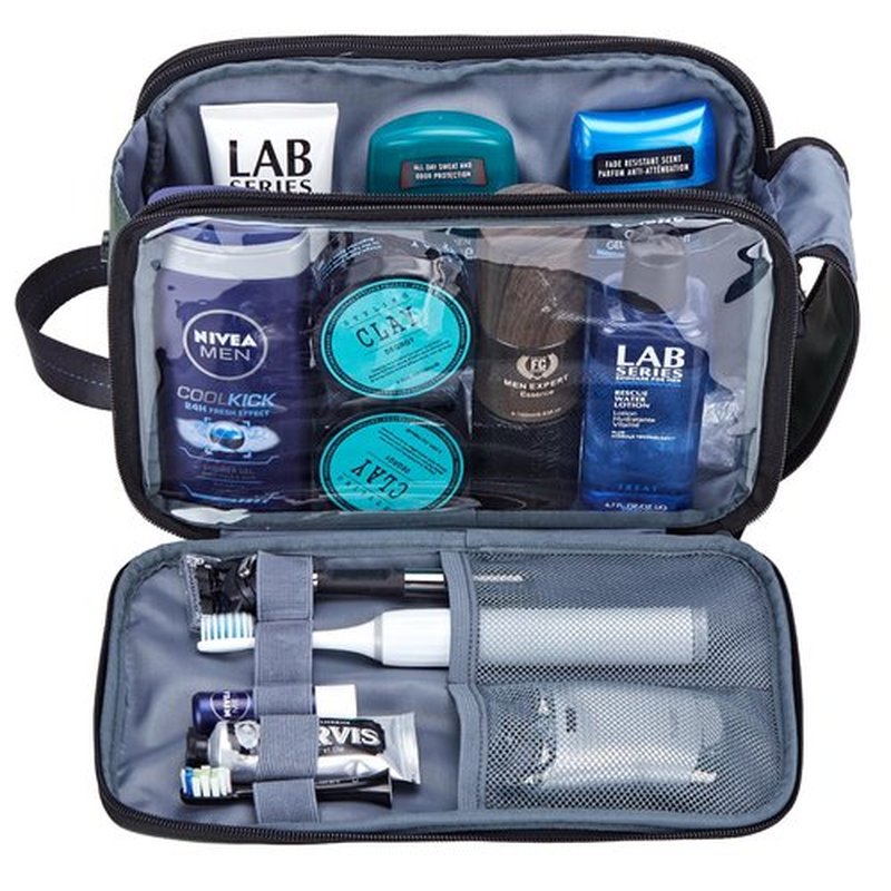 ZEEMO Toiletry Bag for Men, Extra Large Water-resistant Dopp Kit with Double Side Full Open Design, Shaving Bag for Toiletries and Shaving Accessories for Long Travel, Green
