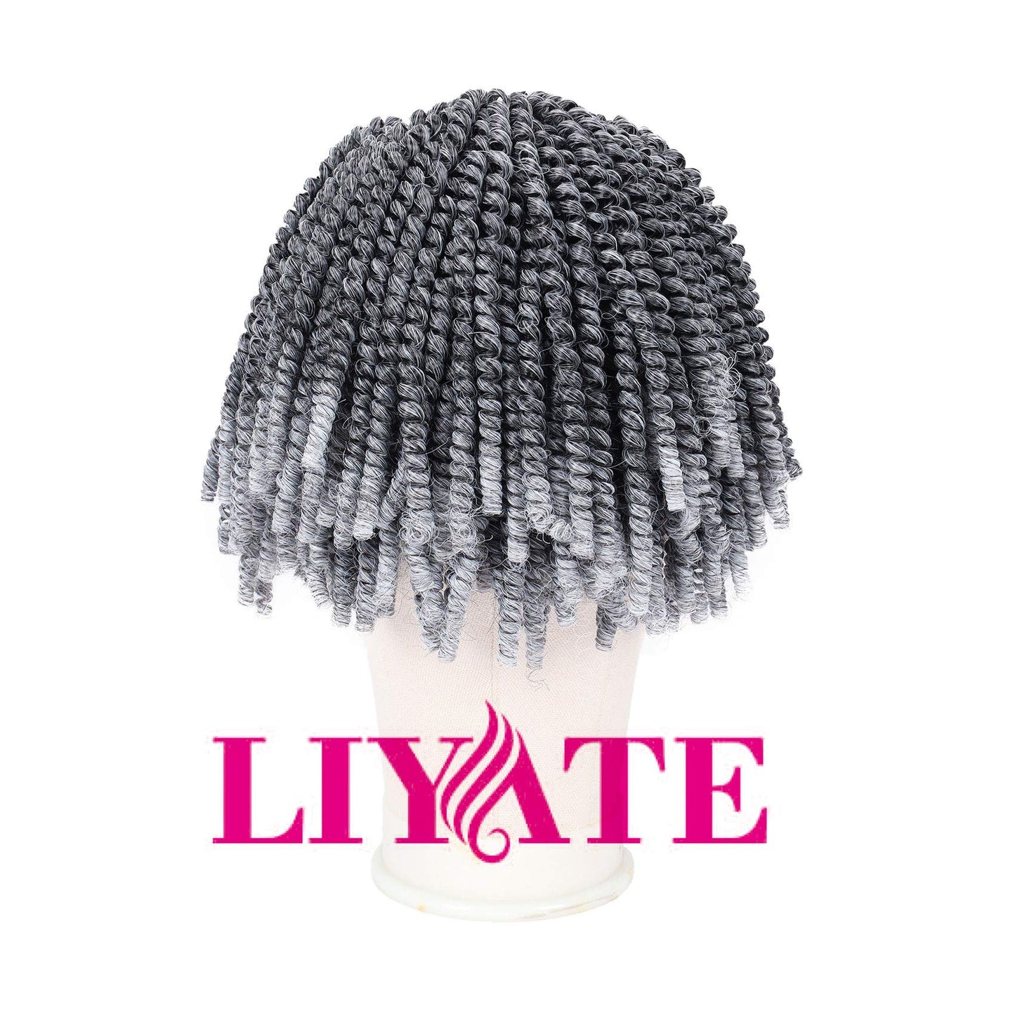 6 Packs Spring Twist Braiding Hair Spring Twists Bomb Twist Hair Synthetic Fiber Fluffy Twist Crochet Braids Low Temperature Fiber Crochet Hair for Women Braiding Hair(8inch,T1B/Gray)