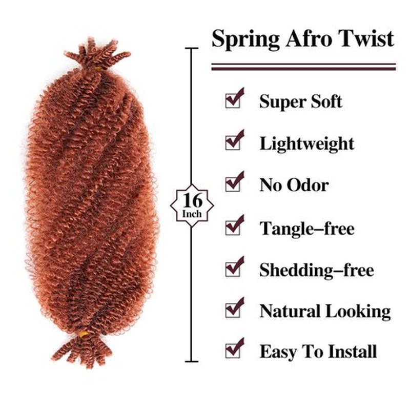 Spring Twist Hair Marley Twist Braiding Hair Crochet Hair 8packs Afro Twist Hair Cuban Twist Hair Marley Twist Hair Kinky Braiding Hair Synthetic Hair Extension For Women (350#, 24 Inch (Pack of 8))
