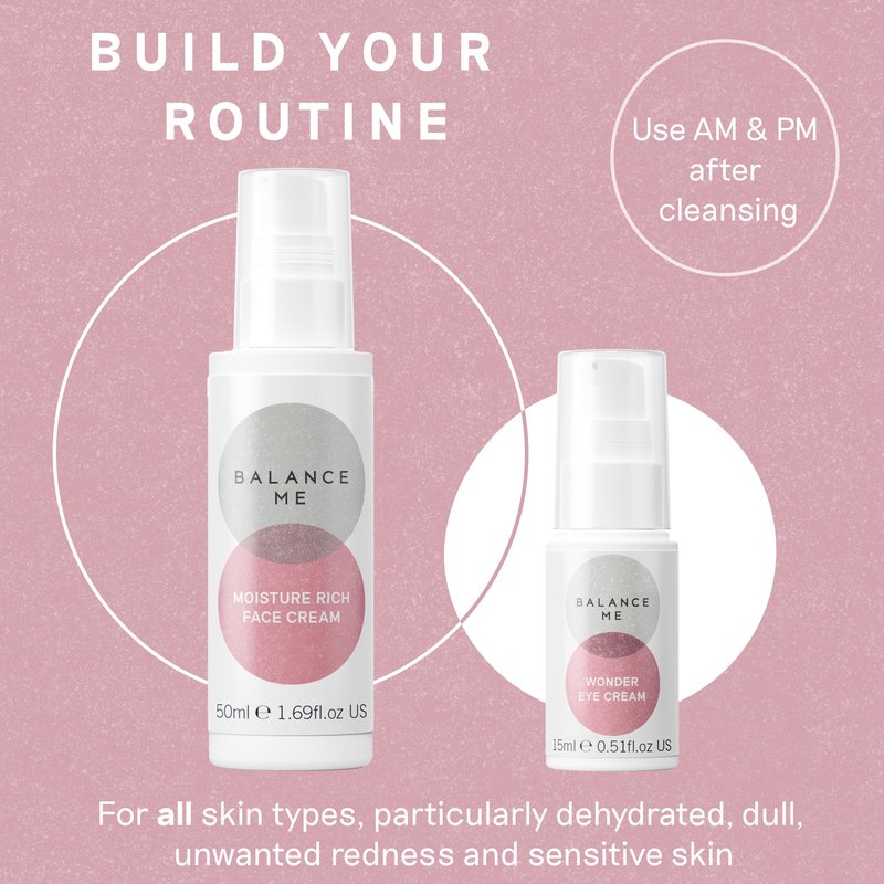Balance Me Moisture Rich Face Cream 1.7 fl oz, Face Moisturizer for Dry Skin, Hydration and Reducing Redness