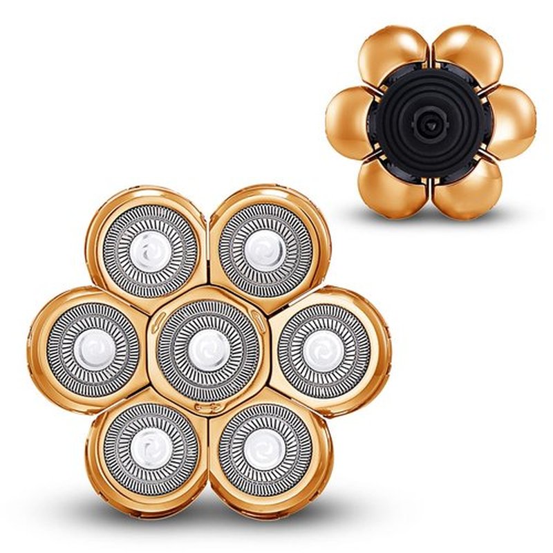 Roziahome 7 Heads Shaver Replacement Head for Electric Head Shaver 7 Blades 7D Replacement Bald Head Shaver Head Blade 7 Heads Electric Razor Shaver Head(Metallic Color Gold)