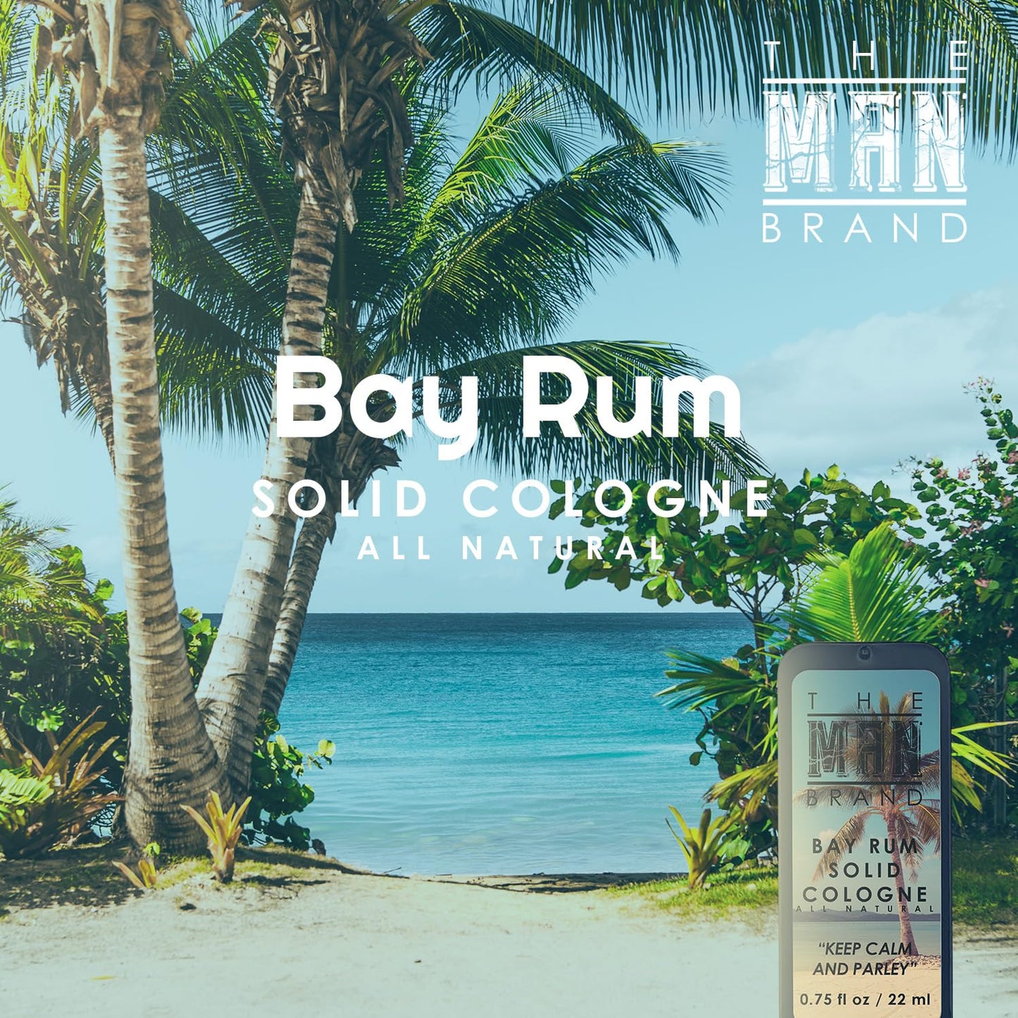 The Man Brand Bay Rum Solid Cologne for Men (3/4 oz) - Wax Cologne Balm - Warm Bay Rum & Coconut Scent -Alcohol-Free Travel-Size Alternative to Spray Cologne