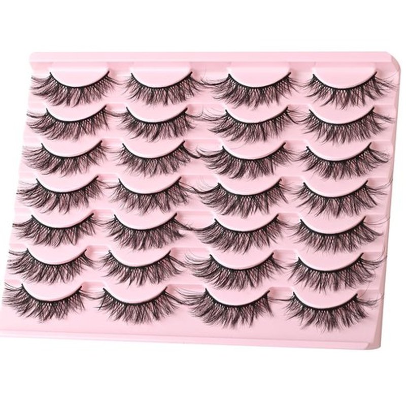 FARRED Cat Eye Lashes Natural False Eyelashes 14 Pairs Wispy Lashes Pack Short Strip Lash Fake Eyelash Mink Lashes Small Full pestañas Set (F21 | 8-14mm)