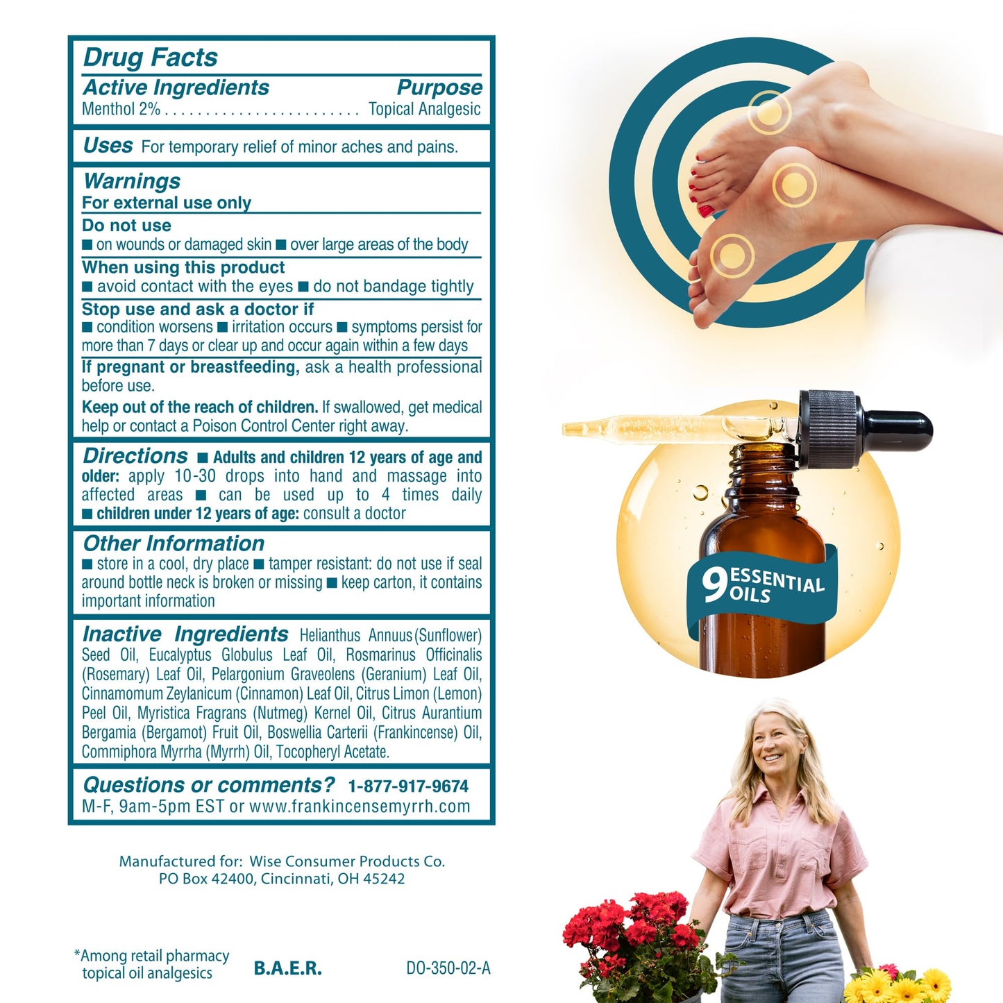 FRANKINCENSE & MYRRH Foot Pain Relief Rubbing Oil, Diabetic Neuropathy, 2oz
