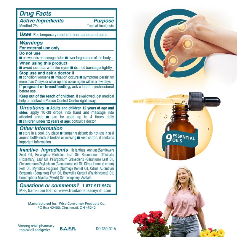 FRANKINCENSE & MYRRH Foot Pain Relief Rubbing Oil, Diabetic Neuropathy, 2oz