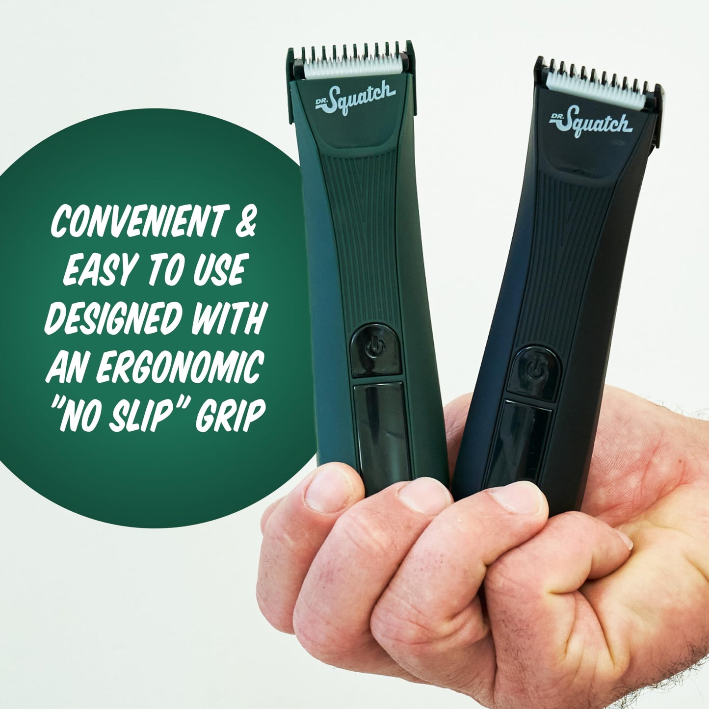Dr. Squatch Groin Guardian Electric Trimmer with Squatch-Shield Technology - Cordless Body Hair Trimmer with Built-in LED Light, Black