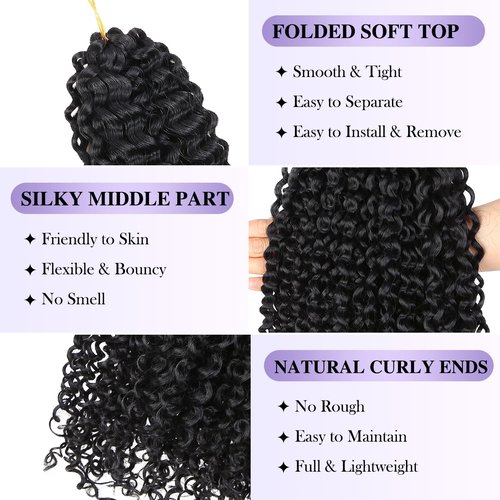 WIGER Kinky Curly Crochet Hair Braiding Hair Marlybob Black Jerry Curly Passion Twist Hair 18 Inches Long Curly Crochet Braids Weave Synthetic Kinky Twisted Hair Extensions for Locs (6 Packs, 1B)