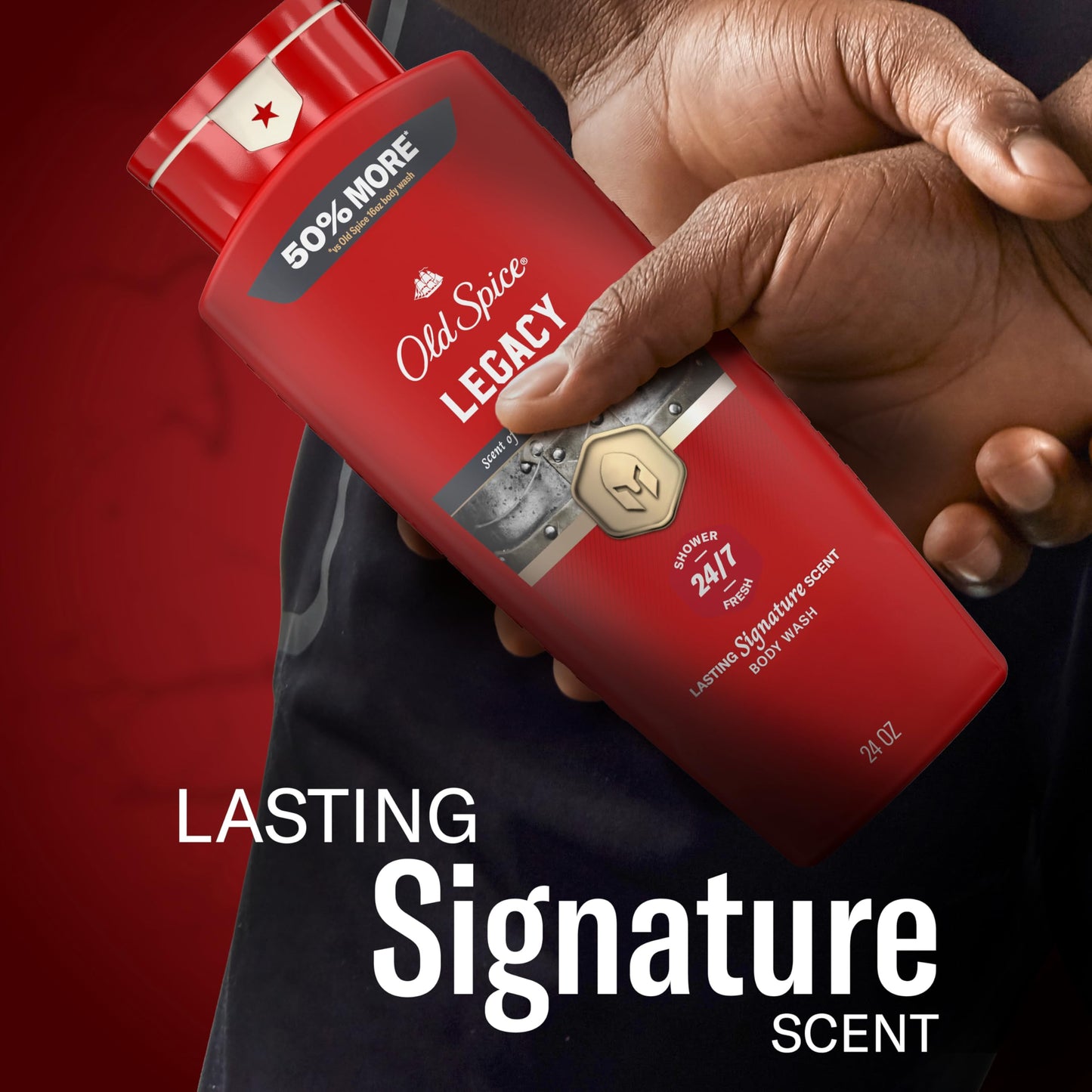 Old Spice Body Wash for Men, 24/7 Shower Fresh & Clean with Daily Use, Lasting Signature Scent, Refreshing Lather, Moisturizing Formula, Legacy with Coconut, Pine & Cedar Scent, 24 oz
