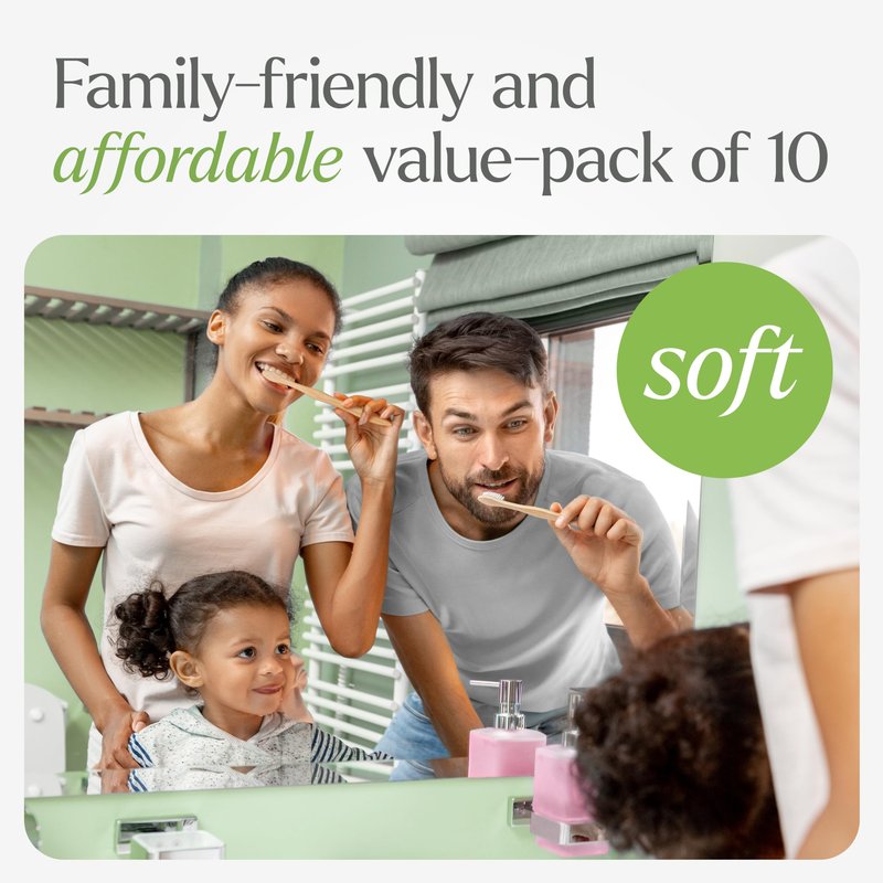VIVAGO Bamboo Toothbrushes 10 Pack – Natural Toothbrushes, Plant-Based Soft Bristles – Eco-Friendly Wooden Toothbrush