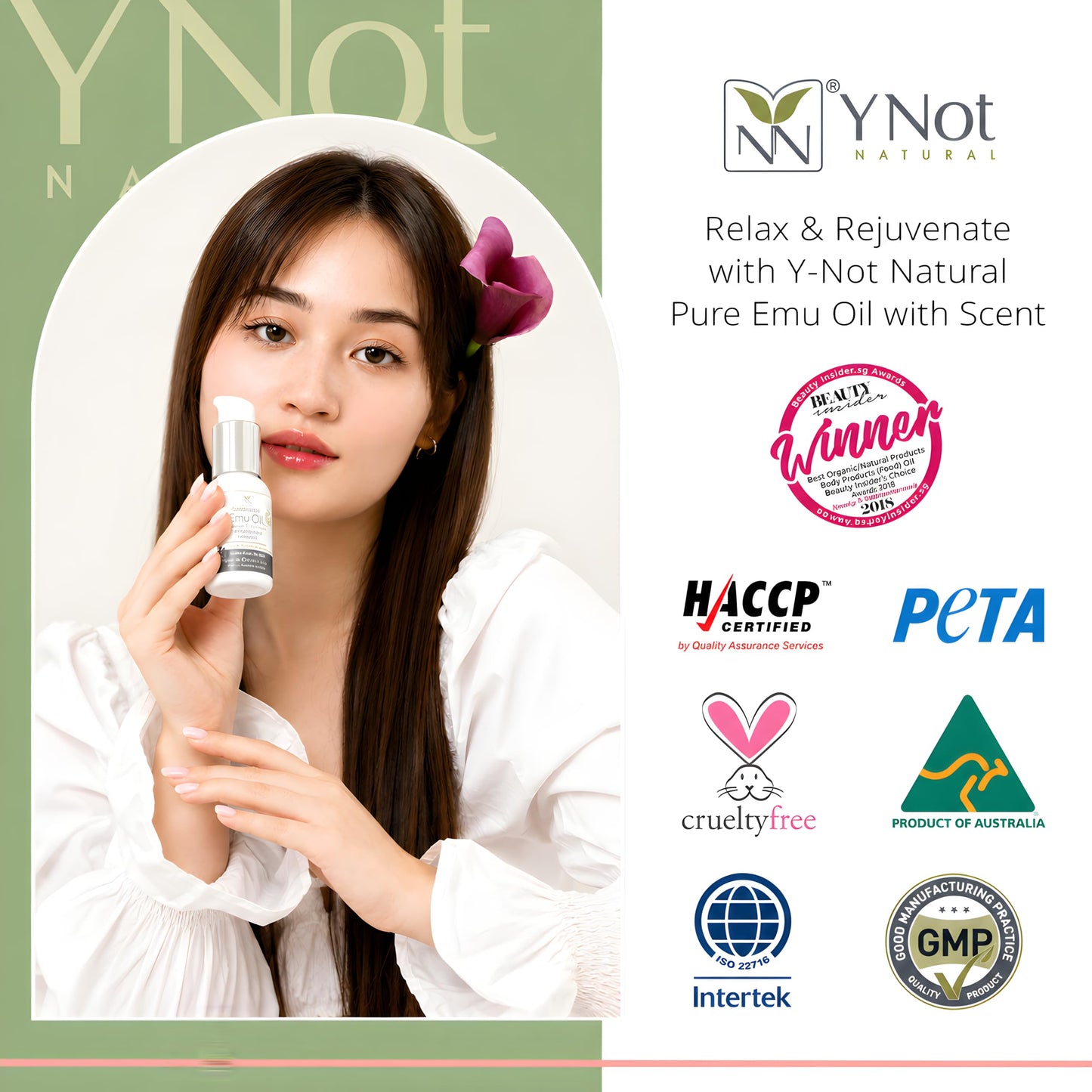 Y Not Natural Pure Emu Oil - Organic Moisture for Face, Body, Hair, Scalp & Nails - Rich in Omega 3-6-9, Vitamins & Essential Minerals - Australian Emu Oil (200ml) 6.76 fl oz - Sandalwood