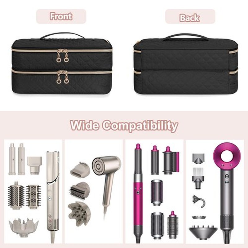 Teamoy Travel Carrying Case Compatible with Shark FlexStyle Styling (HD 435/430),Double-Layer Hair Accessories Tools Storage Bag for Hair Dryer Airwrap Styler and Attachments, Black