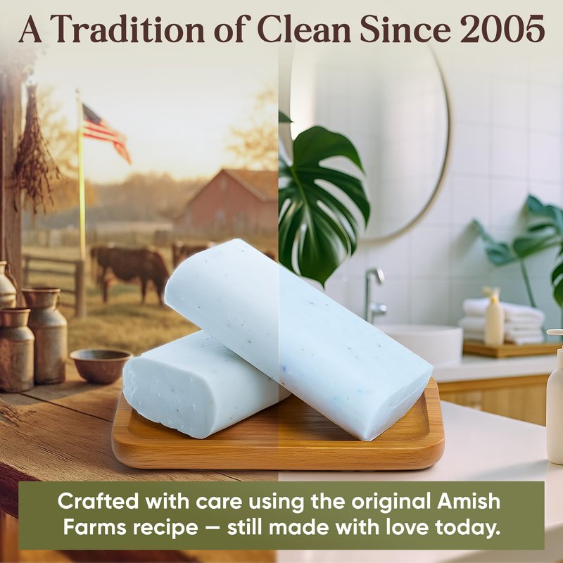 Amish Farms Soap 8-Bar Value Pack – Easy-Grip Hydrating Bars (5 oz Each, 2.5 lb) USA Made for Sensitive Skin - Clean Scent, Original Recipe – Tin Tub Collection