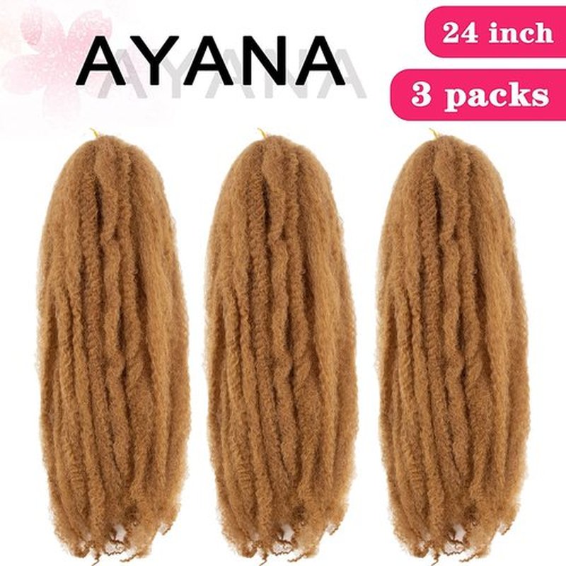 Ayana Marley Hair 3 Packs Marley Twist Braiding Hair Marley Braiding Hair For Faux Locs Crochet Hair 24Inch Long Afro Synthetic Hair Extensions (24 inch-3 pack, 27#)