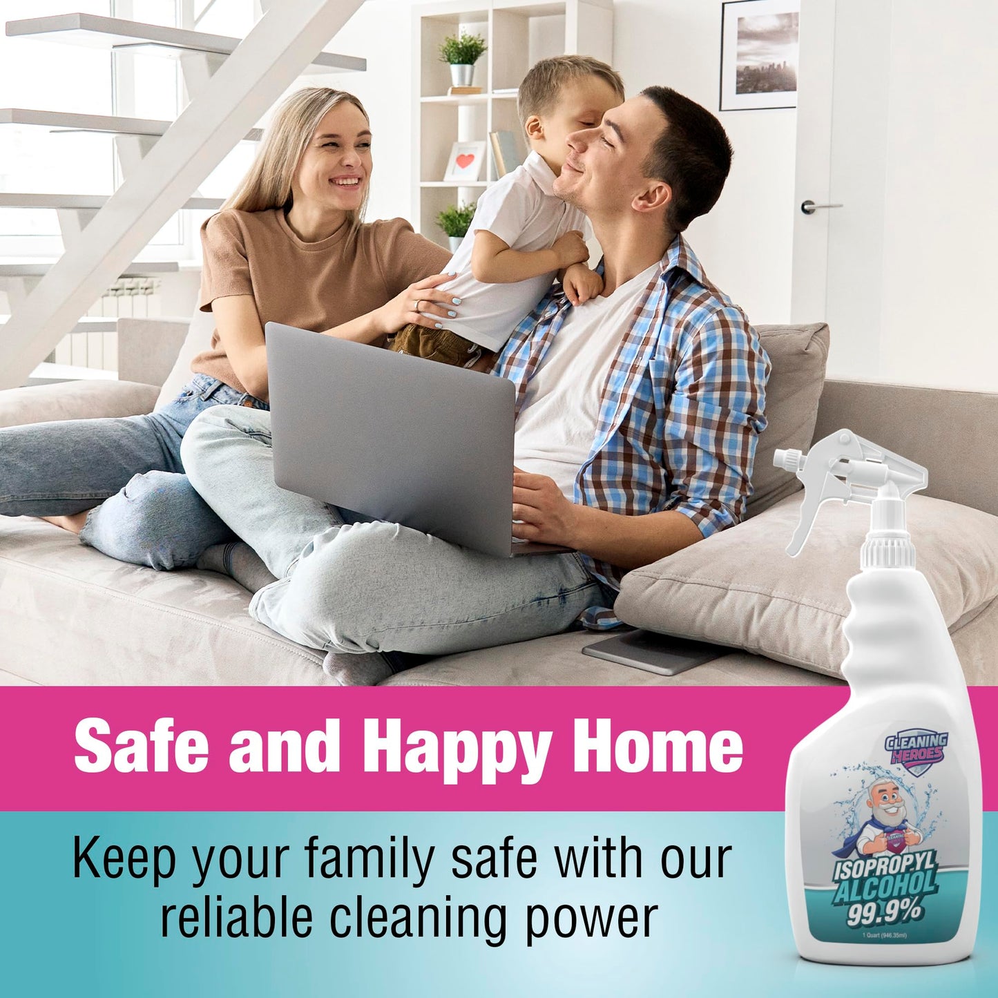 Cleaning Heroes 99% Isopropyl Alcohol Spray - One Gallon (Pack of 4) 32 Fl Oz Bottles - Ultimate Rubbing Alcohol Cleaner for Electronics, Wounds, and Household Use