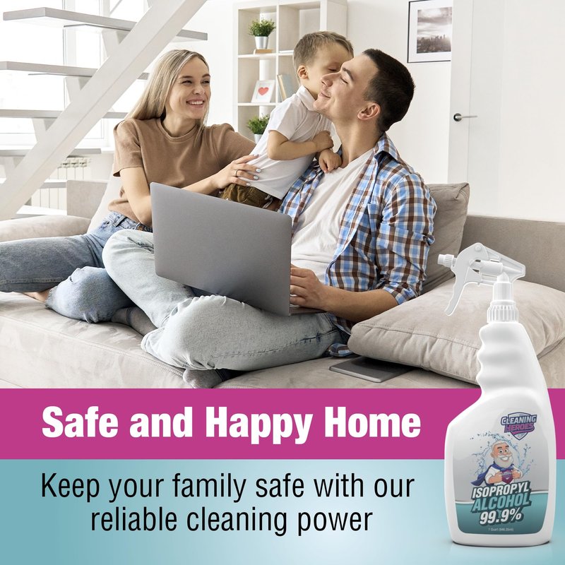 Cleaning Heroes 99% Isopropyl Alcohol Spray - One Gallon (Pack of 4) 32 Fl Oz Bottles - Ultimate Rubbing Alcohol Cleaner for Electronics, Wounds, and Household Use