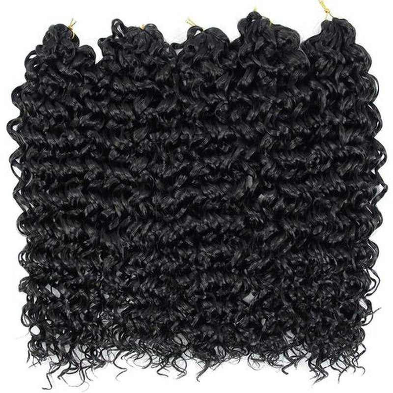 18inch Synthetic Deep Twist Crochet hair Bohemian Crochet Braids Natural Black Deep Wave Braiding hair Extensions (5Packs,1B)