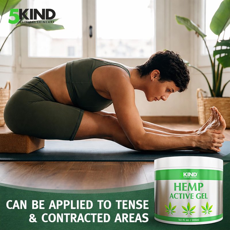 5kind Hemp Active Gel 10.1 fl oz - Hemp Cream Maximum Strength - Natural Topical Cream - Muscle Rub for Lower Back, Joints, Neck, Knees, Shoulders
