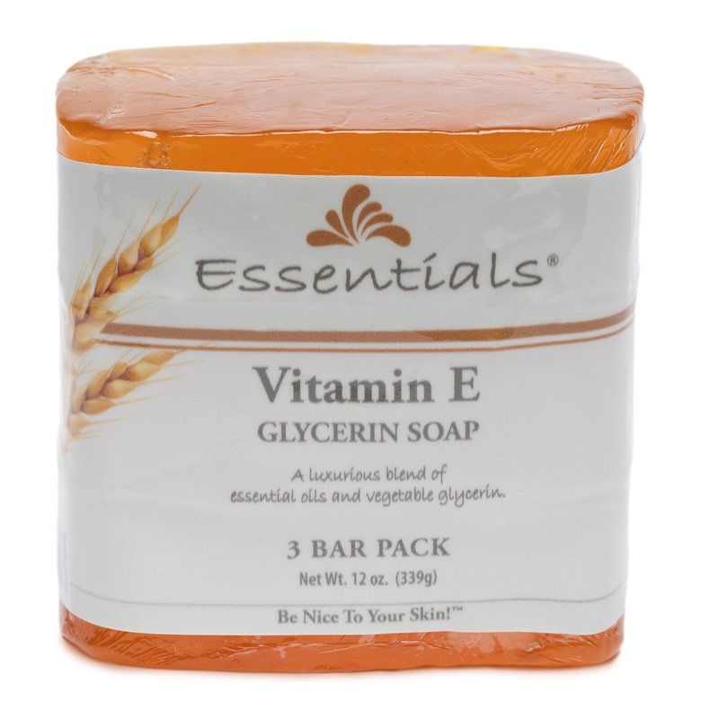 Essentials Glycerin Bar Soap, Vitamin E, 4 Ounce, Pack of 3, Case of 8 (Packaging May Vary)
