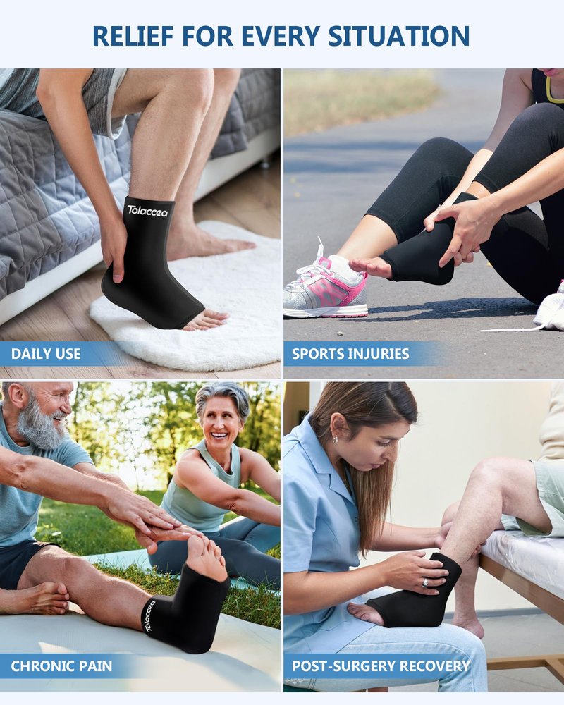 Ankle Foot Ice Pack Wrap for Injuries, Reusable Gel Ice Pack for Hot and Cold Therapies, Flexible Cold Pack for Achilles Tendonitis,Plantar Fasciitis,Swelling,Sprained,Post-Surgery Recovery