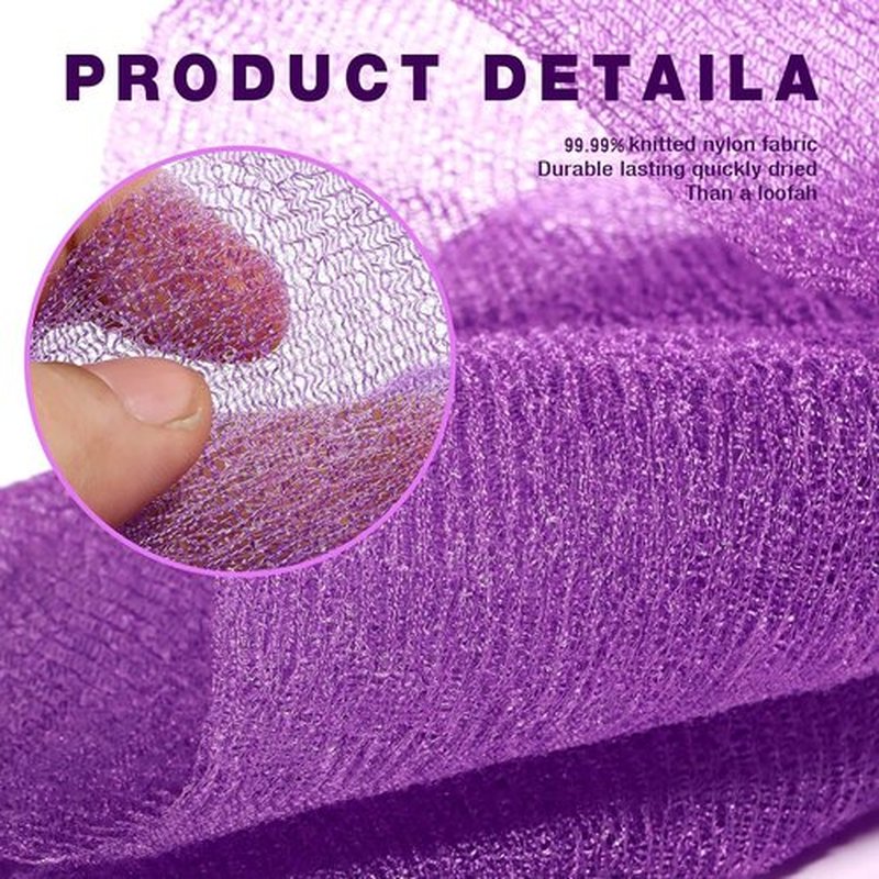 3 Pieces Exfoliating Washcloth Shower Towel African Net Sponge Japanese Wash Cloth Face Exfoliating Sponge Loofah Exfoliating Body Scrubber for Body Exfoliation (Purple,Blue,Green)