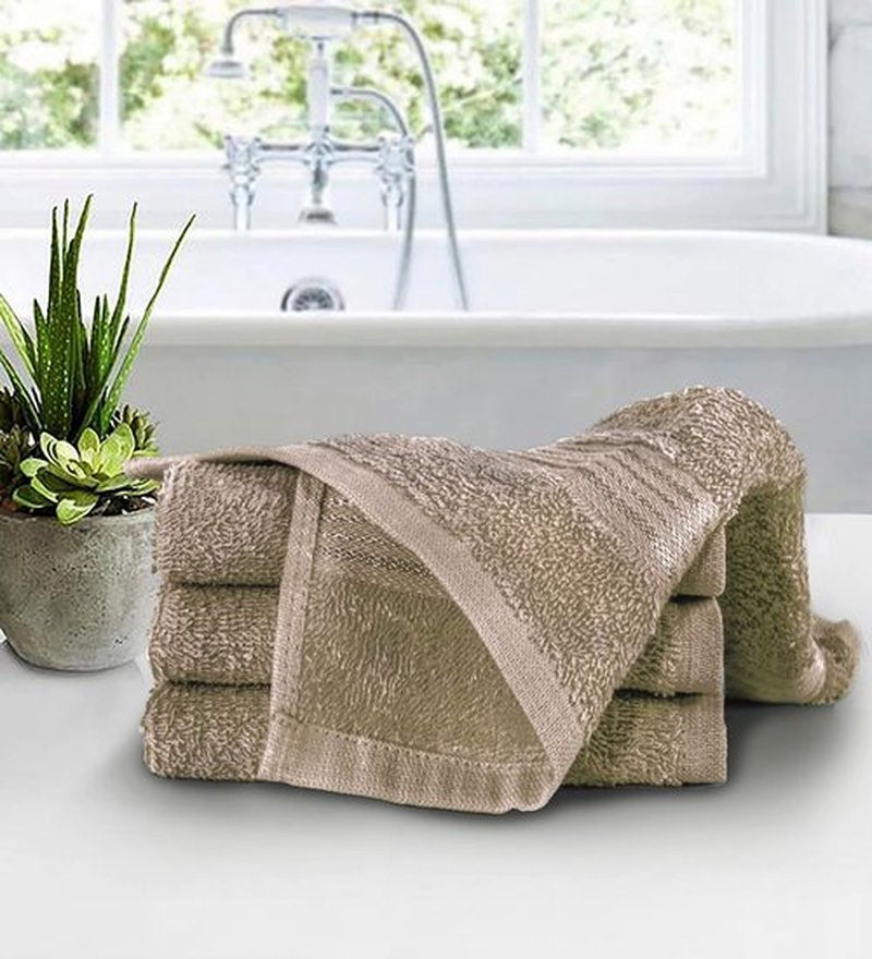 Belizzi Home Ultra Soft Cotton Washcloths, Contains 12 Piece Face Cloths 12x12 inch, Ideal for Everyday use Face Towels, Compact & Lightweight Multi Purpose Washcloths - Tan